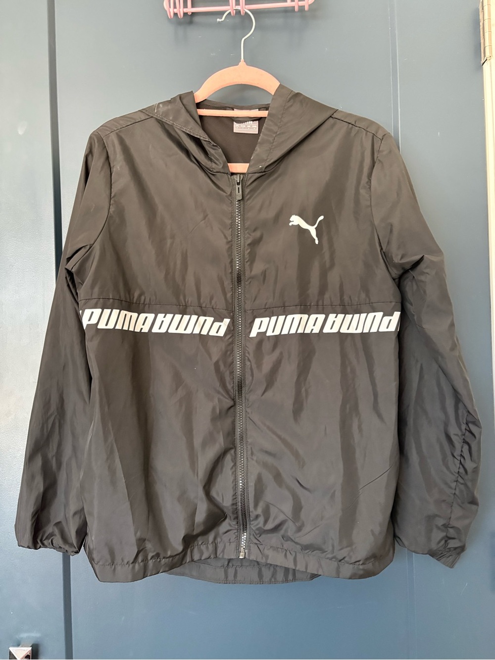 Puma Black Windbreaker Jacket with White Logo